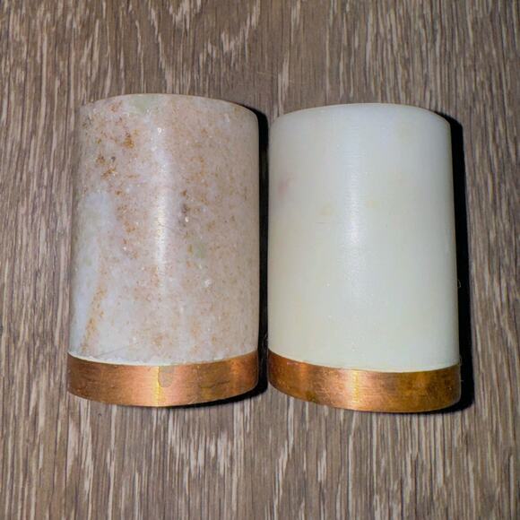 Creative Co-Op Marble Salt Pepper Shakers Set Rose Gold Quartz Geode - Picture 4 of 4